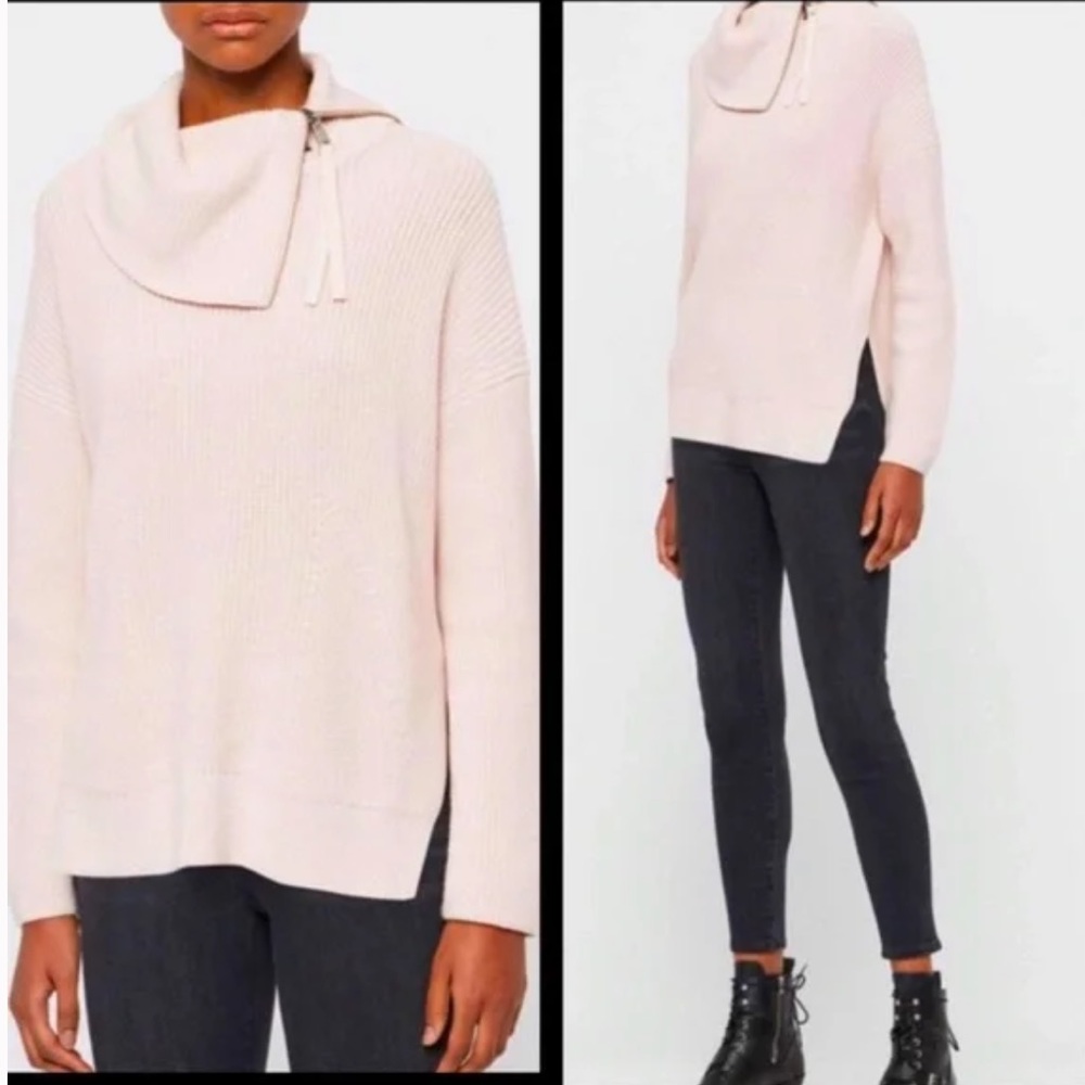 AllSaints Kadine Roll Neck Sweater Pullover Zipper in Pink - Picture 5 of 6